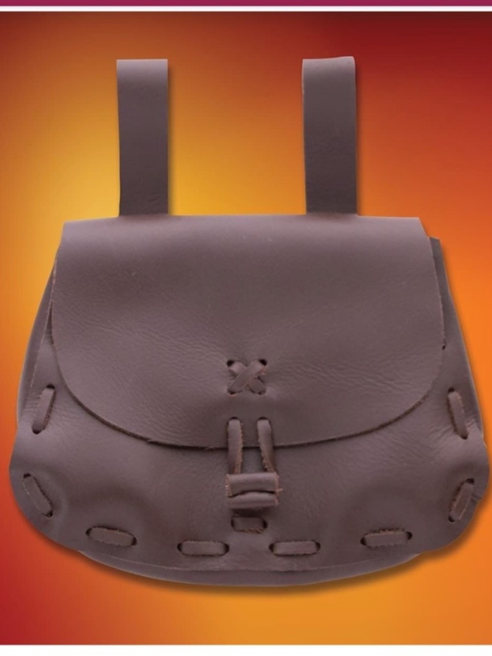 Brown Leather Waist Pouch Belt Bag - Classic Handstitched Design